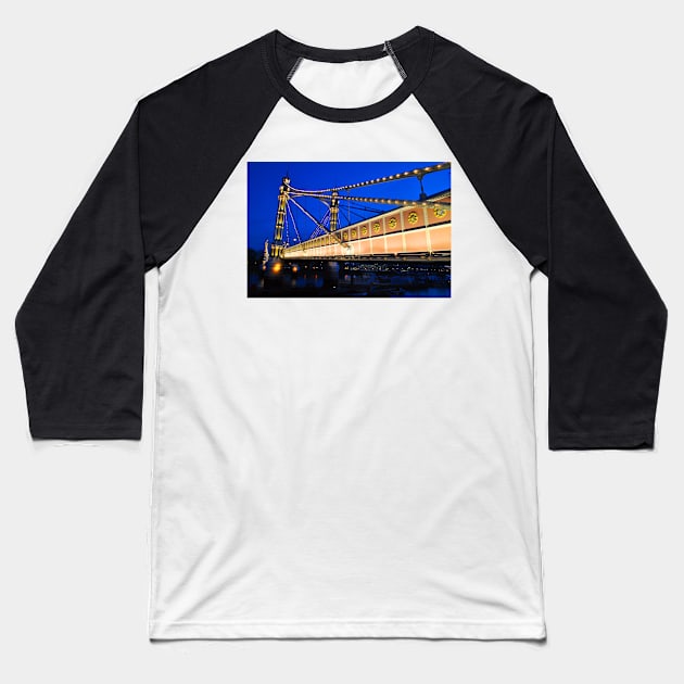 Albert Bridge River Thames London Baseball T-Shirt by AndyEvansPhotos